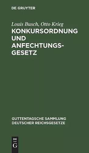 Konkursordnung Und Anfechtungsgesetz cover