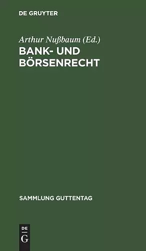 Bank- Und Börsenrecht cover