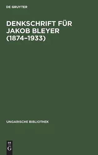 Denkschrift Für Jakob Bleyer (1874-1933) cover