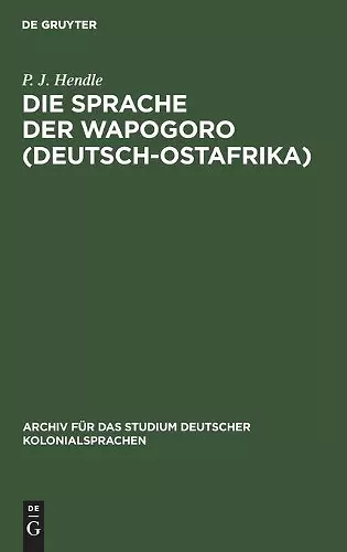 Die Sprache Der Wapogoro (Deutsch-Ostafrika) cover