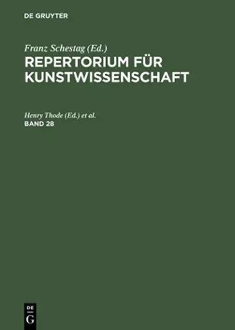 Repertorium für Kunstwissenschaft. Band 28 cover