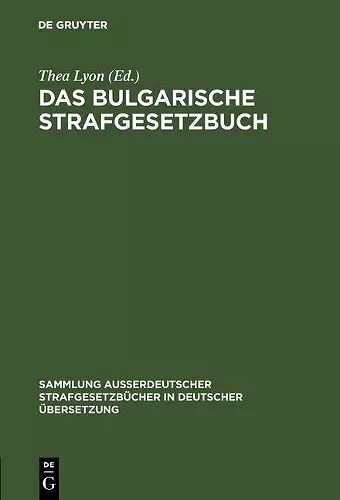 Das bulgarische Strafgesetzbuch cover