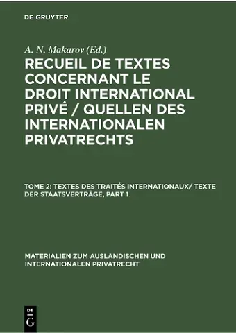 Textes Des Traités Internationaux/ Texte Der Staatsverträge cover
