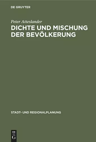 Dichte Und Mischung Der Bevölkerung cover