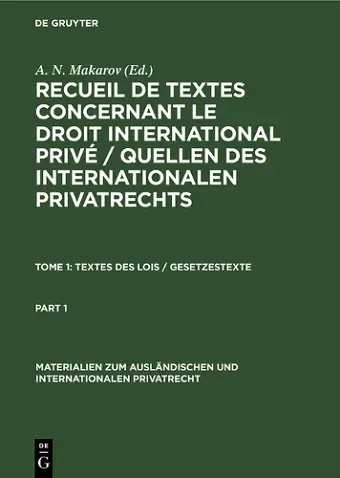 Textes Des Lois / Gesetzestexte cover