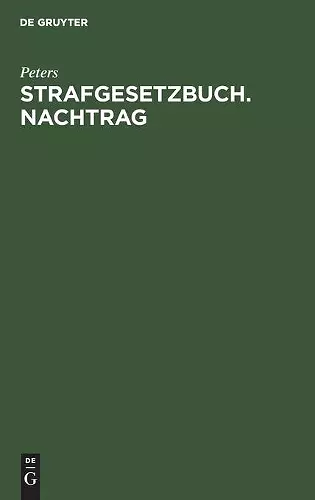 Strafgesetzbuch. Nachtrag cover