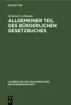 Allgemeiner Teil Des Bürgerlichen Gesetzbuches cover