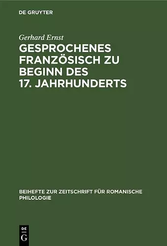 Gesprochenes Französisch Zu Beginn Des 17. Jahrhunderts cover