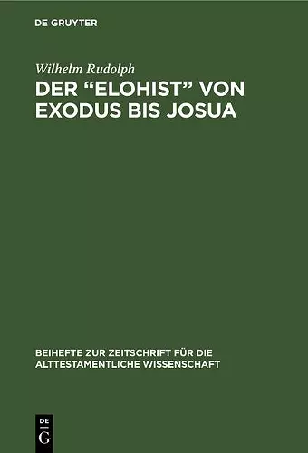 Der "Elohist" von Exodus bis Josua cover