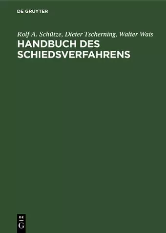 Handbuch Des Schiedsverfahrens cover