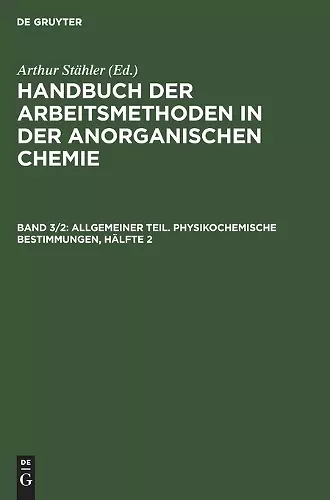 Allgemeiner Teil. Physikochemische Bestimmungen, Hälfte 2 cover