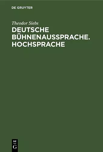 Deutsche Bühnenaussprache. Hochsprache cover