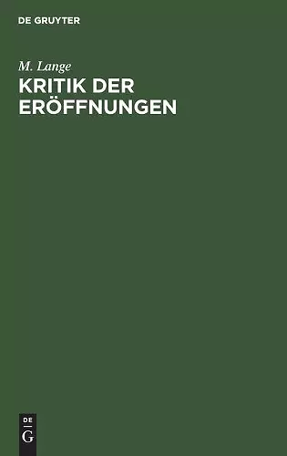 Kritik Der Eröffnungen cover