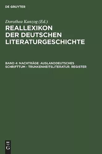 Nachträge: Auslanddeutsches Schrifttum - Trunkenheitsliteratur. Register cover
