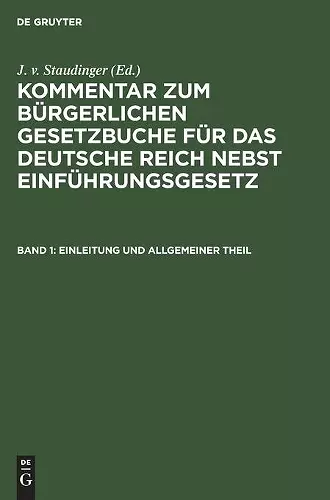 Einleitung Und Allgemeiner Theil cover