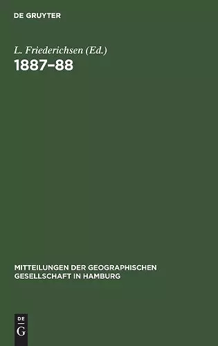 Mitteilungen Der Geographischen Gesellschaft in Hamburg 1887-88 cover