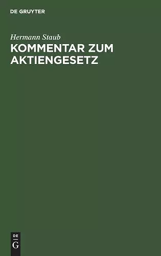 Kommentar Zum Aktiengesetz cover