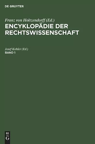 Encyklopädie Der Rechtswissenschaft. Band 1 cover