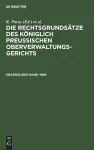 Die Rechtsgrundsätze Des Königlich Preussischen Oberverwaltungsgerichts. 1899, Ergänzungsband cover