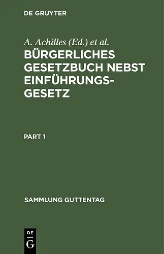 Bürgerliches Gesetzbuch Nebst Einführungsgesetz cover