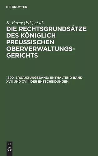 Enthaltend Band XVII Und XVIII Der Entscheidungen cover