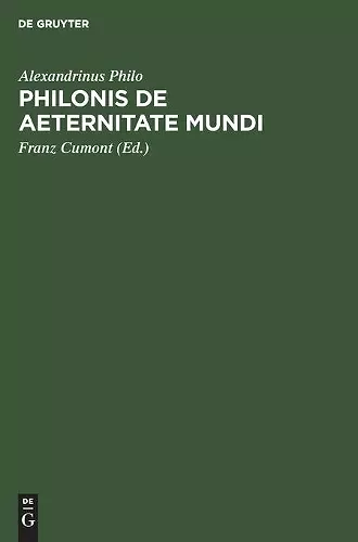 Philonis de Aeternitate Mundi cover