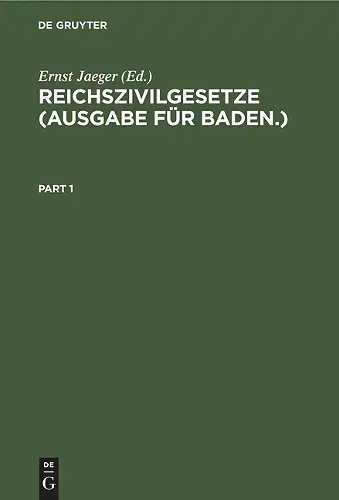 Reichszivilgesetze (Ausgabe Für Baden.) cover
