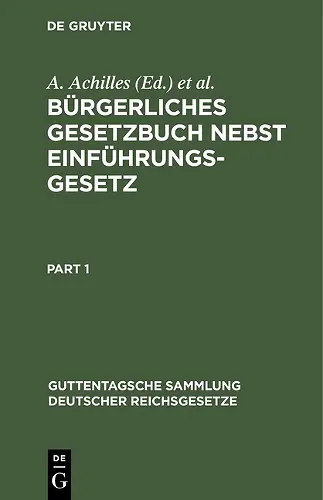 Bürgerliches Gesetzbuch Nebst Einführungsgesetz cover