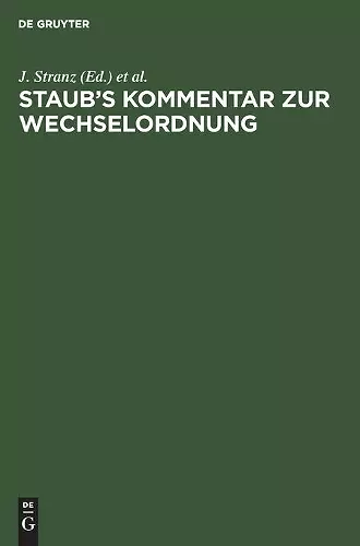 Staub's Kommentar Zur Wechselordnung cover