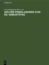 Walter Friedlaender zum 90. Geburtstag cover