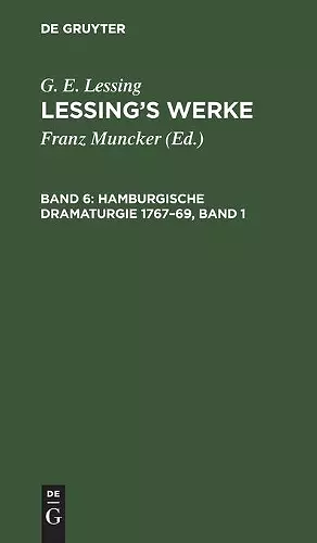 Hamburgische Dramaturgie 1767-69, Band 1 cover