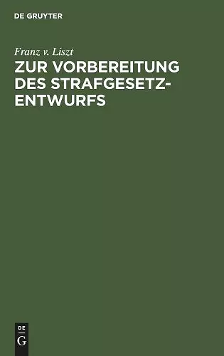 Zur Vorbereitung des Strafgesetzentwurfs cover