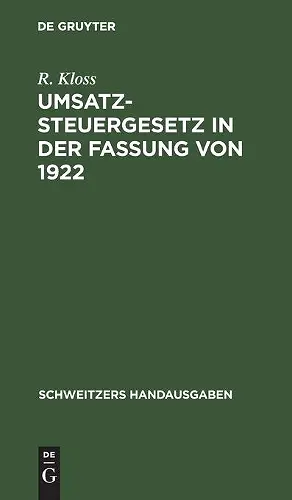 Umsatzsteuergesetz in der Fassung von 1922 cover