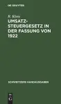 Umsatzsteuergesetz in der Fassung von 1922 cover