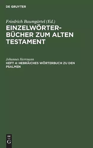 Hebräiches Wörterbuch zu den Psalmen cover