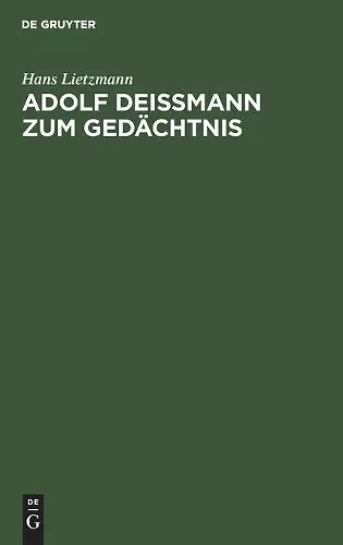 Adolf Deißmann zum Gedächtnis cover