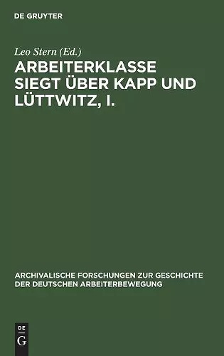 Arbeiterklasse Siegt Über Kapp Und Lüttwitz, I. cover