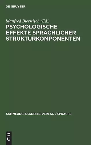 Psychologische Effekte Sprachlicher Strukturkomponenten cover
