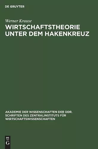 Wirtschaftstheorie Unter Dem Hakenkreuz cover