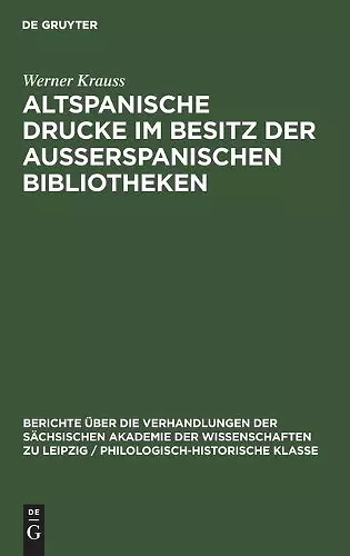 Altspanische Drucke Im Besitz Der Ausserspanischen Bibliotheken cover
