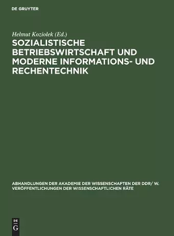 Sozialistische Betriebswirtschaft Und Moderne Informations- Und Rechentechnik cover