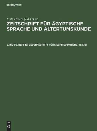 Gedenkschrift Für Siegfried Morenz, Teil 1b cover