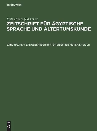 Gedenkschrift Für Siegfried Morenz, Teil 2b cover
