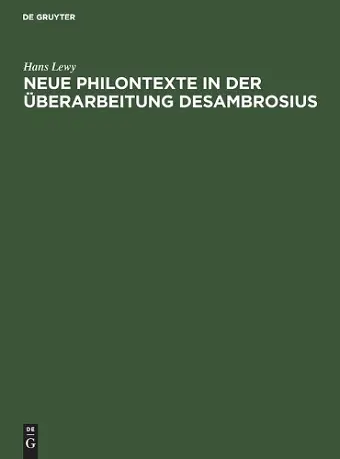 Neue Philontexte in Der Überarbeitung Desambrosius cover