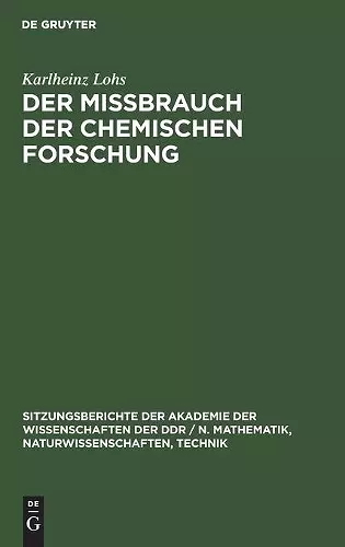 Der Mißbrauch Der Chemischen Forschung cover