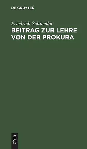 Beitrag zur Lehre von der Prokura cover