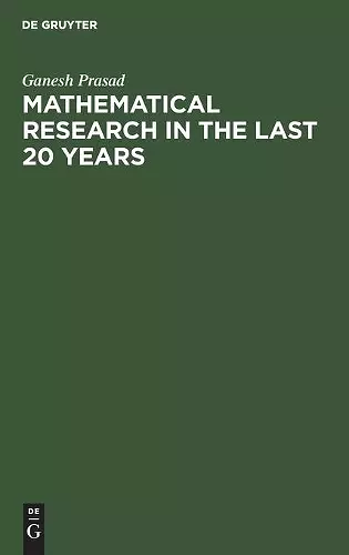 Mathematical Research in the last 20 years cover