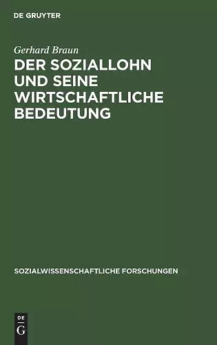 Der Soziallohn und seine wirtschaftliche Bedeutung cover