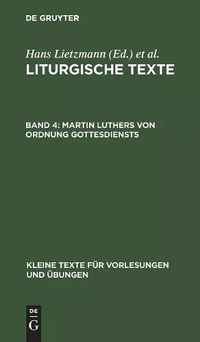 Martin Luthers Von Ordnung Gottesdiensts cover