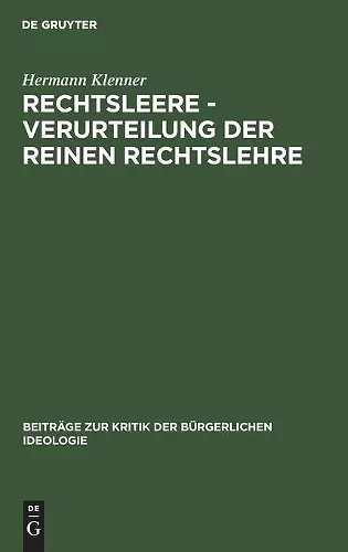 Rechtsleere - Verurteilung Der Reinen Rechtslehre cover
